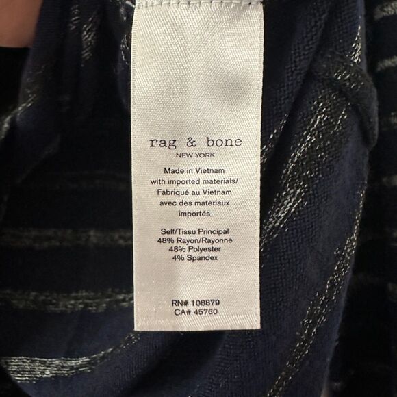 Rag & Bone Womens Blue Striped Long Sleeve Casual Tunic Rayon Blend Soft Sz XXS - Picture 5 of 6